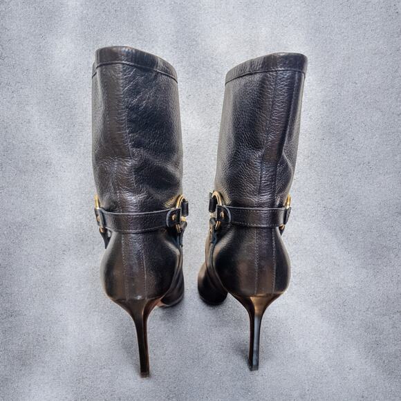 Jimmy Choo Black Leather Mid Calf Stiletto Booties EU 36.5 US 6.5 - Picture 6 of 10